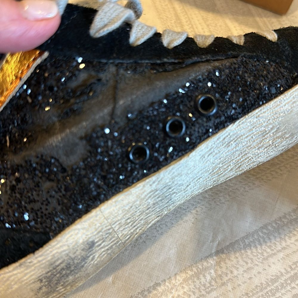 Golden Goose Mid Star Black Glitter and Silver Star Sneakers - Size 37 - Picture 9 of 12
